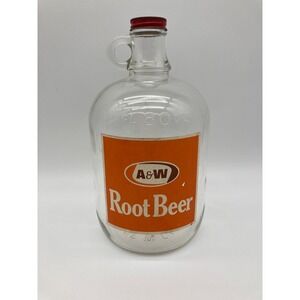 Vintage A&W Root Beer Glass Jug Gallon Jug 80 oz Metal Cap Made in Canada